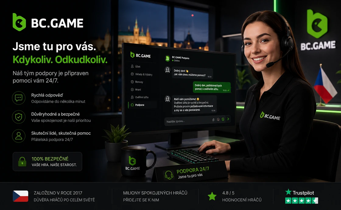 Zákaznická podpora BC Game Česko pomáhá hráčům online